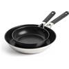 KitchenAid Classic Stainless Steel Set di Padelle in Acciaio Inox Antiaderenti in Ceramica senza PFAS, da 20 cm e 28 cm, Clad, Induzione, Manico Stay-Cool, Forno Sicuro fino a 160°C, Argento