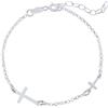 WANDA PLATA Bracciale in Argento Donna con Due Croci Orizzontali in Argento Sterling 925 e Catena Regolabile