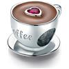 MEETCCY Charm perline in argento Sterling 925 con ciondolo a forma di tazza di caffè, smaltato, con cristalli e zirconi per braccialetti Pandora, Smalto Cristallo, cristallo