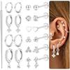 KRFY 16G/18G/20G Piercing Orecchio Acciaio Chirurgico Piercing Trago Helix Orecchini da Donna Oro/Argento Push In Nostril Labbro Medusa Cartilagine Helix Piercings