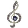 Avalaya Spilla musicale a forma di chiave di violino in cristallo viola ametista in tonalità oro - 40 mm di altezza
