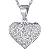 MASADA Collana in Argento 925 - Ciondolo Lettera a forma di cuore Iniziale con Pietre Zircone - Iniziali Nome per Donna e Ragazza - Catena 46 cm Confezione Borsa in Velluto
