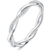 JewelryPalace Corda Anello Infinito Donna Argento con Cubica Zirconia, Anelli Impilabili Donna 925 con Pietra Rotonda, Fede Nuziale in Tre Ori Anello Matrimonio Set Gioielli Donna
