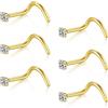 FECTAS 18G 20G Piercing Naso Anello Acciaio Inossidabile Donna Uomo Nose Stud Ring Screw Piercing Naso 1,5mm 2mm 2,5mm Diamond CZ Nostril Piercing Argento Oro