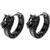 OIDEA Orecchini a cerchio vichingo da uomo: orecchini a forma di testa di lupo, nodo celtico, vintage, in acciaio inossidabile, argento, ipoallergenici, per uso quotidiano