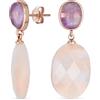 Bling Jewelry Orecchini A Goccia Sfaccettati In Quarzo Rosa Pesca Naturale Briolette Con Accento Ovale In Ametista Viola Elegante Per Donne Placcati In Oro Rosa