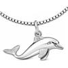 CLEVER SCHMUCK Collana in argento sterling 925 con ciondolo a forma di delfino lucido 3D + catena veneziana da 42 cm, in astuccio color crema
