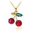 IMINI Collana con Ciondolo con Ciliegia Rossa per Donne e Ragazze in Argento Sterling 925 con Zirconi Cubici Frutta in Cristallo Foglia Verde Catena Regolabile Collane Girocollo Gioielli Squisiti