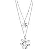 KIDULT - Collana donna - Girocollo con doppia catena e pendenti fiore - 851036