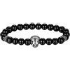 Flongo 8mm - Bracciale Pietre Perline Nero Cranio Gotico Punk Rock Style da Uomo Bracciale Originale, Braccialetto di Vetro Adorno Estate