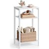 Hoctieon Tavolino a 3 ripiani, tavolino da telefono, alto con contenitore, comodino piccolo per spazi ridotti, camera da letto, divano, ingresso, facile da montare, Bianco