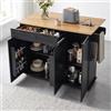 Songvas Carrello da Cucina con Ruote, Isola da Cucina con Piano Ribaltabile, Con Prese Elettriche e Porte USB, 119,5 x 74 x 94 cm, Carrello Salvaspazio per Cucina e Soggiorno, Nero