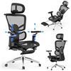 naspaluro Sedia Ufficio Ergonomica, Sedia Scrivania con Poggiapiedi Estraibile, Braccioli 6D, Seduta Regolabile, Schienale Rete Traspirant Supporto Lombare Poltrona Gaming, Carico 150 kg, Nero