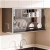 Tqertrtfxa Scaffale multifunzionale per la cucina, Portaoggetti da a parete — Scolapiatti senza foratura e organizer per pensili (sottopensile o a parete)(Gunmetal Gray,54*26*34cm/21.3*10.2*13.4in)
