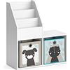 Vicco Libreria bambini Luigi, Bianco, 30.9 x 79 cm | Mini, con 2 scatole pieghevoli opt.4, combinabile per riporre giocattoli e libri