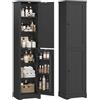 FOREHILL Colonna Bagno con Mensole per Porte 40x30x180cm (Nero) | Mobiletto Bagno con con 2 Versioni Apertura Reversibile,Ripiani Regolabili 6.4CM,Spazio Ridotto Indispensabile