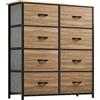 YITAHOME cassettiera in tessuto,armadietto con 8 cassetti, Cassettiera per Corridoio, con vano contenitore per soggiorno, camera da letto, cameretta dei bambini,Grano di legno