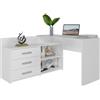 CDF Scrivania Angolare con 3 Cassetti Bianca 120x50x76 cm per Studio | Piano di lavoro, tavolo computer, postazione PC, per cameretta, home office, design moderno, uso quotidiano