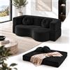FGNIXLN Divano Letto Pieghevole 2 in 1, Divano con Funzione Letto Senza Struttura Rigida, Sofa Bed con 2 Cuscini, Letto Ospiti Pieghevole per Soggiorno, Camera da Letto e Ufficio,Nero(150 x 50 x 64 cm)