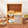 Wiyuer Armadio da cucina con ante scorrevoli, in bambù, altezza regolabile, per cucina, dispensa, soggiorno, 45 x 28 x 61 cm, colore legno