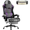 HOTOSYCH Sedia Gaming Ergonomica con Molle e Poggiapiedi in Pelle PU (Viola) | Poggiatesta regolabile, supporto lombare, seduta a molle