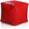 Ecopuf Cube L Pouf Poggiapiedi Quadrato in Ecopelle Pieno di Palline di Polistirolo - Puff 50x50cm