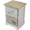 milani home - mobiletto in legno con 2 cassetti, grigio chiaro, stile shabby chic, 29 x 25 x 40 cm