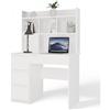 CDF Scrivania con Libreria Bianco 4 Cassetti Sinistra 98x51x146 cm per PC | Ripiani Superiori, Postazione Informatica, Tavolo da Lavoro, Uso Domestico, Ufficio, Arredo Salvaspazio