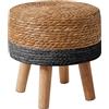 YMYNY Sgabello poggiapiedi piccolo, 32 cm, colore naturale+nero, HBD027B | Poggiapiedi rotondo in alga marina naturale, gambe in legno antiscivolo, stile boho, per soggiorno, camera da letto, ingresso