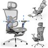 naspaluro Sedia Ufficio Ergonomica, Sedia Scrivania con Poggiapiedi Estraibile, Braccioli 6D, Seduta Regolabile, Schienale Rete Traspirant Supporto Lombare Poltrona Gaming, Carico 150 kg, Grigio