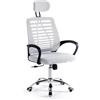 RMF PRO RMF Sedia Ufficio Ergonomica Professionale Reclinabile, Sedia Scrivania in Rete con PoggiaTesta Seduta Comoda e Rilassante - Poltrona Relax Ufficio con Ruote Girevoli Altezza Regolabile Grigia