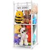 khlerox Contenitore in legno massiccio con ruote e freni a 360° - incl. rete di cotone, organizzatore di peluche per cameretta dei bambini, sala giochi e soggiorno (bianco, piccolo)
