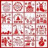 TBSCWYF 16pcs Stencil di Natale: 16 Modelli Riutilizzabili in Plastica per Pittura e Disegno