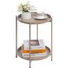 HollyHOME Tavolino Rotondo Piccolo Tavolino Salotto Metallo Tavolino Basso 2 Ripiani Comodino Camera da Letto Tavolino da Divano per Soggiorno Balcone Patio, Tortora