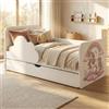 Happy Babies Lettino Wolke, 144 x 76 cm, bianco, set completo con materasso, cassetto e protezione anticaduta, letto junior (n. 447)