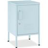 tectake® Comodino in Metallo 35 x 42,5 x 60,5 cm, con Anta e Serratura | Chiusura Magnetica, Ripiano Intermedio Regolabile, Passacavi, Dispositivo Antiribaltamento, Piedini Regolabili, Grigio/Blu