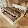 Ktipm Letto Contenitore 140x190 cm Ragazzi Letto Matrimoniale Sospeso | Letto Matrimoniale Imbottito Idraulico con Luce LED e USB, Doghe in Legno, Chenille, Senza Materasso, Beige