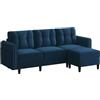 Yaheetech Divano ad Angolo 3 Posti Divanetto Angolare in Tessuto 189 × 136 × 80 cm Chaise Longue a Forma di L con Poggiapiedi Rimovibile per Salotto Soggiorno Divano a Sinistra/Destra Blu