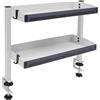 JDBDU Scaffale da scrivania con dispositivo di serraggio, scaffale a 2 livelli in acciaio al carbonio, organizer da scrivania bianco con cestello fino a 43 mm di spessore