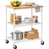 Relaxdays Carrello cucina 3 livelli, piedini livellatori, bianco/naturale | HxLxP: 77,5 x 60 x 40 cm, carrello cucina, casa e ufficio, portata 30 kg, carrello servizio, metallo e MDF