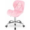 NMK HOME Sedia Ufficio Similpelle Geometrica Base Cromata, Rosa | pistone a gas, dominante ufficio, seduta confortevole, ruote fluide, schiuma