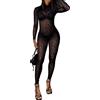 hibshaby Tute leopardate nere in rete sexy da donna abiti aderenti pagliaccetti streetwear