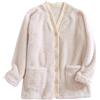 GMQWRK Giacca da letto da donna in morbido pile felpato, con tasche, casual, ampia, con bottoni, per inverno, primavera, calda, camicia da notte per anziani, madri, casa, abbigliamento da salotto