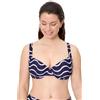 YSABEL MORA. Top Bikini Modellante Fantasia Onde Blu Coppa F. con Ferretto, Senza Imbottitura. Spalline Larghe, Schiena Anatomica. Collezione Wave.