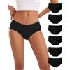 INNERSY Mutande Donna Cotone Vita Media Slip Sportive Culotte Pacco da 6 | Mutandine Hipster Traspiranti e Comode‌, Cavallo 100% Cotone, Intimo Morbido Classico, Senza Etichette, Sport/Uso Quotidiano