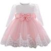 Generisch Bambino neonato increspature manica lunga pizzo Bowknot abiti floreali cerimonia nuziale principessa abito