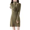 Ailaile 100% lana merino maglione abito donna tromba manica sottile stretto lavorato a maglia scollo a V pullover autunno inverno metà lungo top