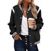 Zeagoo Giacca Donna Bomber Leggera Giubbotto Elegante Corto Blouson Giacche | Baseball Casual Manica Lunga Bottoni Jacke Autunno Inverno Mezza Stagione Outwear Coat con Tasche S-2XL