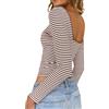 TUUHAW Maglie Donna Maniche Lunghe Scollo Rotondo Barca Maglietta Slim Fit | a Righe T Shirt, Elegante Casual Sexy Top, con Schiena Scoperta Tops, Elegante Classico Camicie, Primavera Leggero Aderente