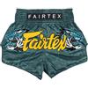 Fairtex - Pantaloncini da Boxe, Taglio Slim Muay Thai | Tessuto in raso di alta qualità con grafica a tema individuale. La vita elastica con coulisse garantisce una vestibilità